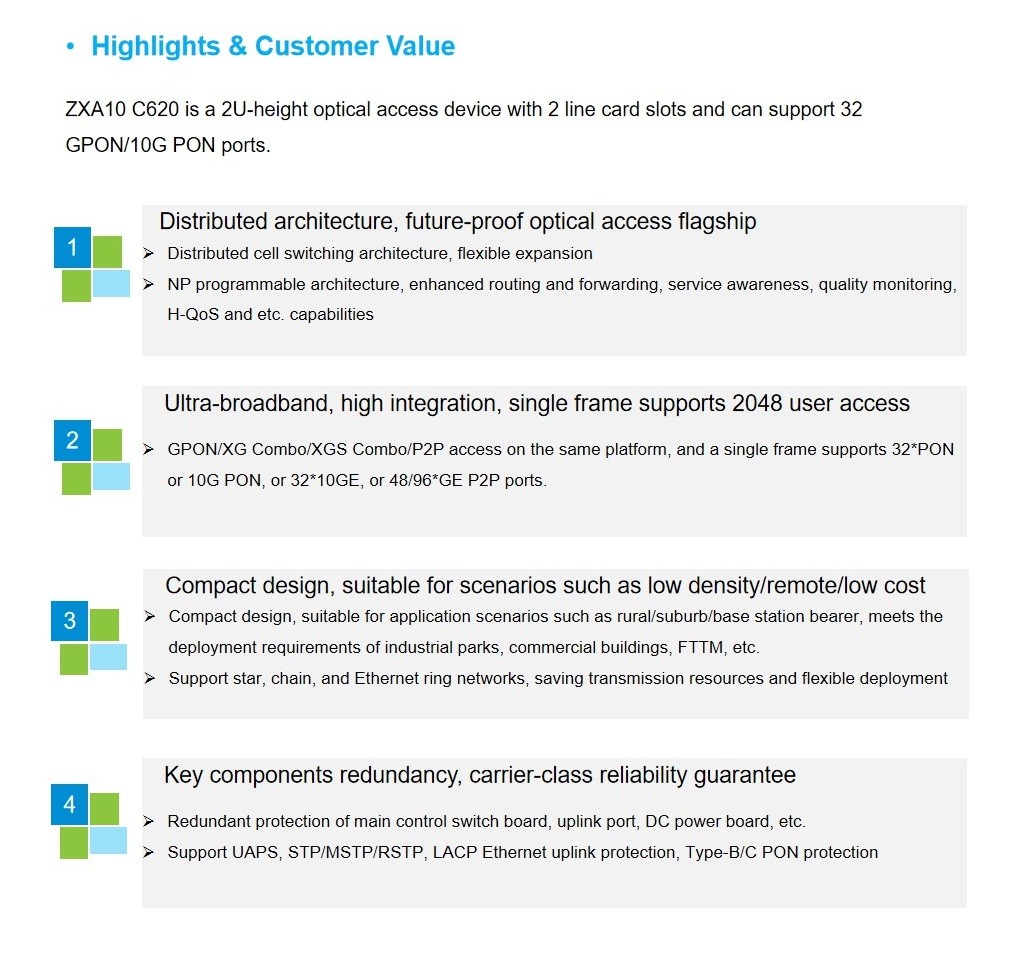 ZXA10 C620 Highlights & Customer Value