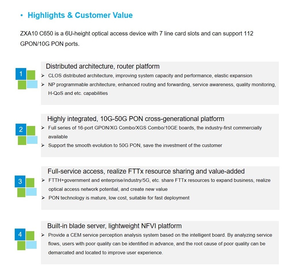 ZXA10 C650 Highlights & Customer Value